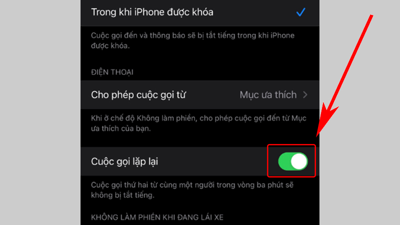 Tắt cuộc gọi lặp lại 